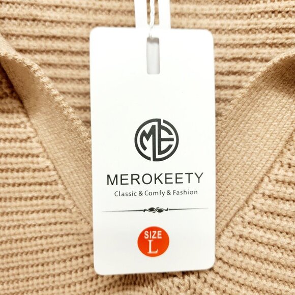 Merokeety Women Long Sleeve V-Neck  Neck Loose Oversized  Tunic Top brown Size L - Picture 5 of 13